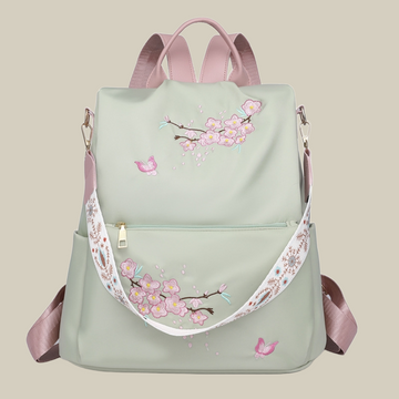 BP773 - Floral Green Canvas Backpack